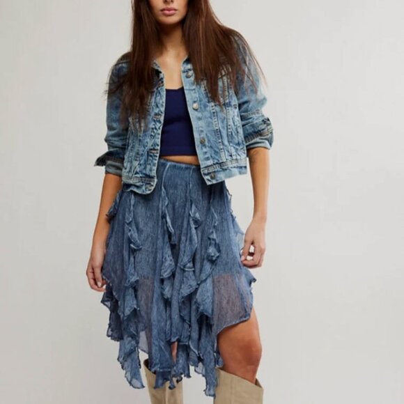 Free People Susanna Knee-Length Midi Skirt Sz S - Picture 2 of 10